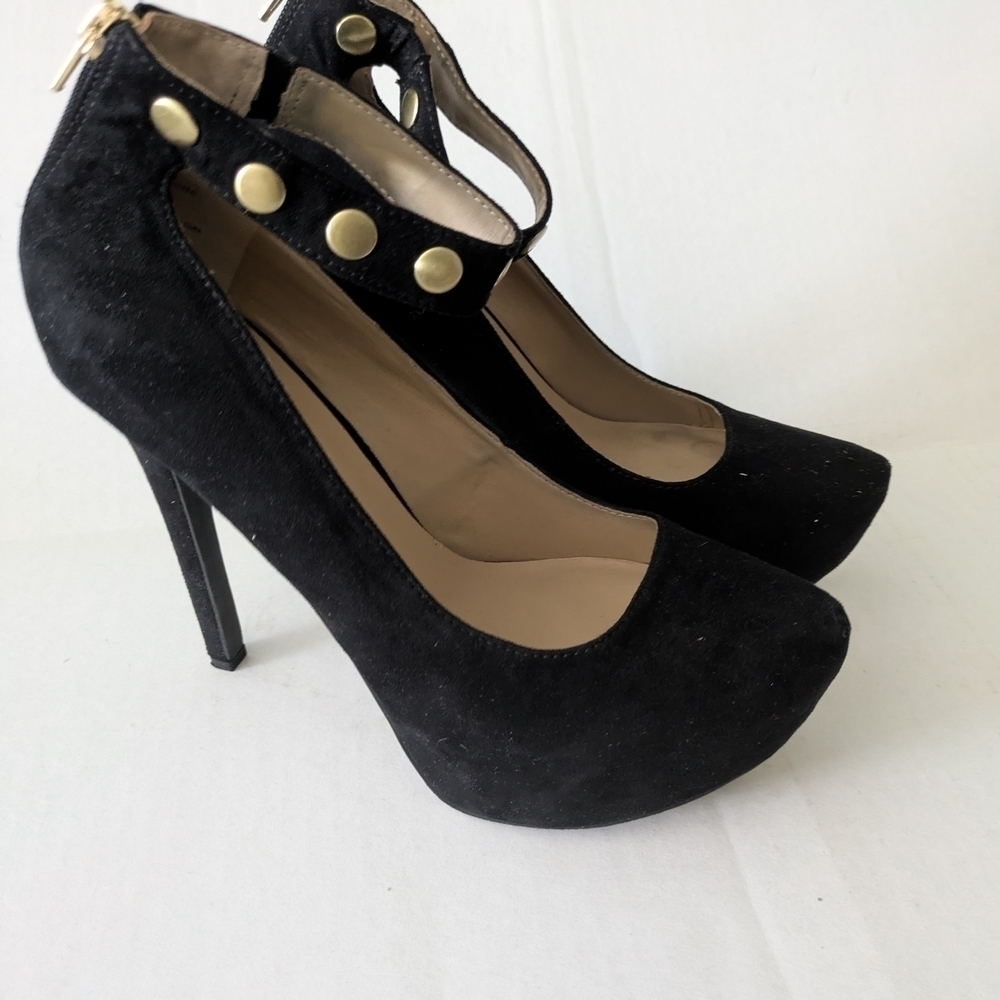 JustFab Black Heels with Gold Studs